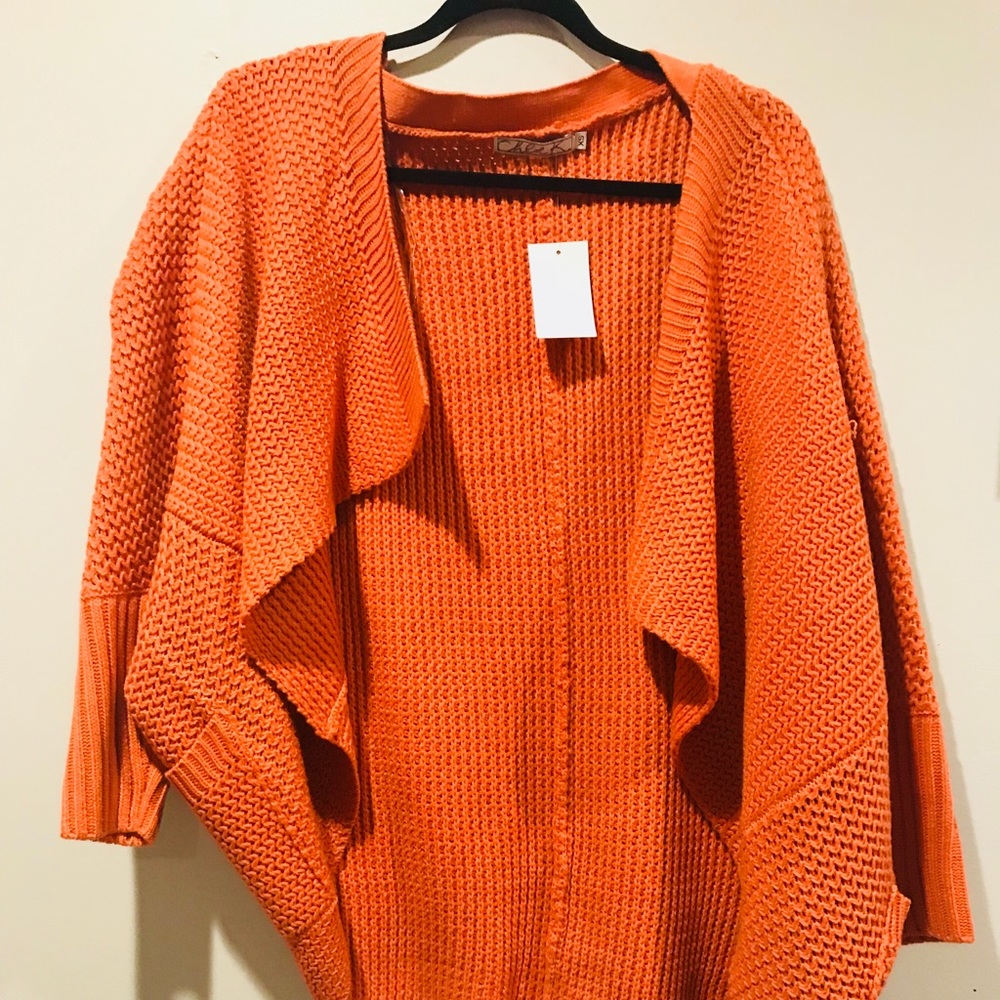 Chloe K Open Shall Cardigan-Rust/Orange
